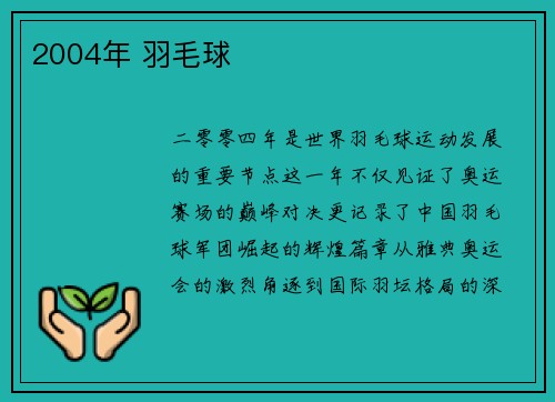 2004年 羽毛球